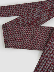 Silk Geometric-Chain Print Tie Bordeaux | Mens