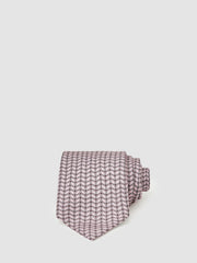 Silk Geometric-Chain Print Tie Soft Pink | Mens