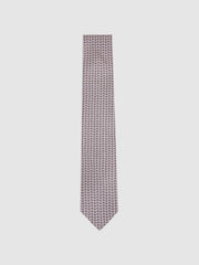 Silk Geometric-Chain Print Tie Soft Pink | Mens