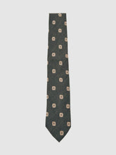 Silk-Wool Square-Medallion Tie Forest Green | Mens