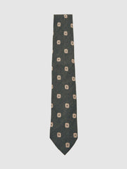 Silk-Wool Square-Medallion Tie Forest Green | Mens