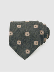 Silk-Wool Square-Medallion Tie Forest Green | Mens