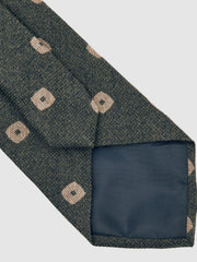 Silk-Wool Square-Medallion Tie Forest Green | Mens