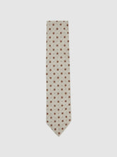 Wool-Silk Floral-Medallion Tie Oatmeal Melange | Mens