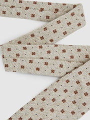 Wool-Silk Floral-Medallion Tie Oatmeal Melange | Mens