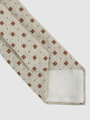 Wool-Silk Floral-Medallion Tie Oatmeal Melange | Mens