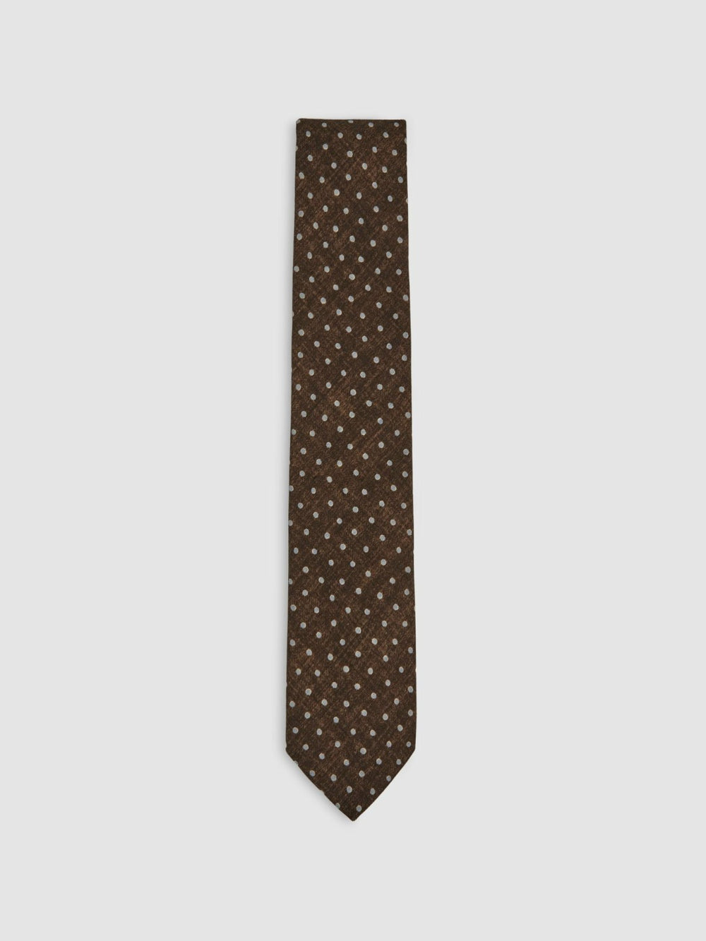 Wool-Cotton Polka-Dot Tie Chocolate Brown | Mens