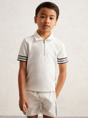 3-9 yrs Textured Half Zip Polo Shirt White | Children
