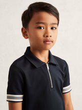 9-13 yrs Textured Half Zip Polo Shirt Navy Blue | Children