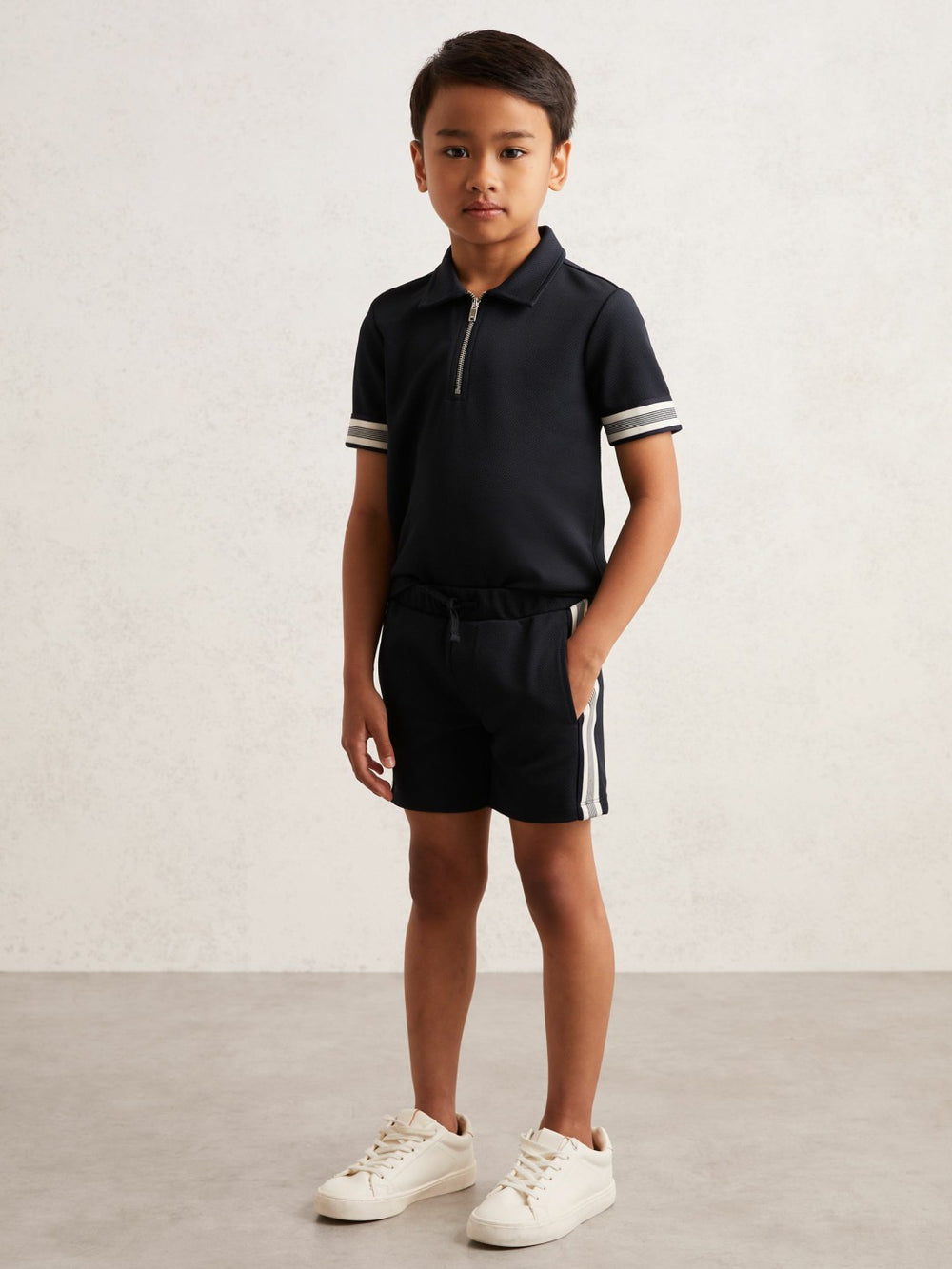3-9 yrs Side Stripe Textured Shorts Navy Blue | Children