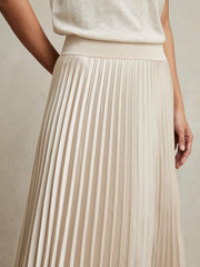 Pleated Midi Skirt Champagne Neutral | Womens