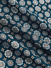 Silk Medallion Print Pocket Square Indigo Melange | Mens