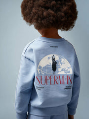3-9 yrs Superman Logo Print Sweatshirt Light Blue | Children