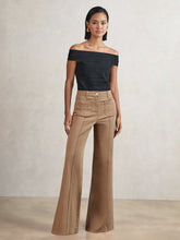 Petite Patch-Pocket Flared Jeans Taupe Neutral | Womens