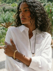 Oversize Linen Cropped Shirt White | Womens
