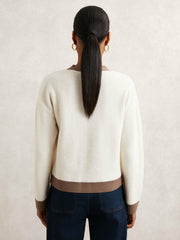 Wool Colourblock Cardigan Cream/Neutral | Womens