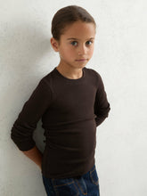 4-9 yrs Cotton Ruched Long-Sleeve T-Shirt with Stretch Chocolate | Children