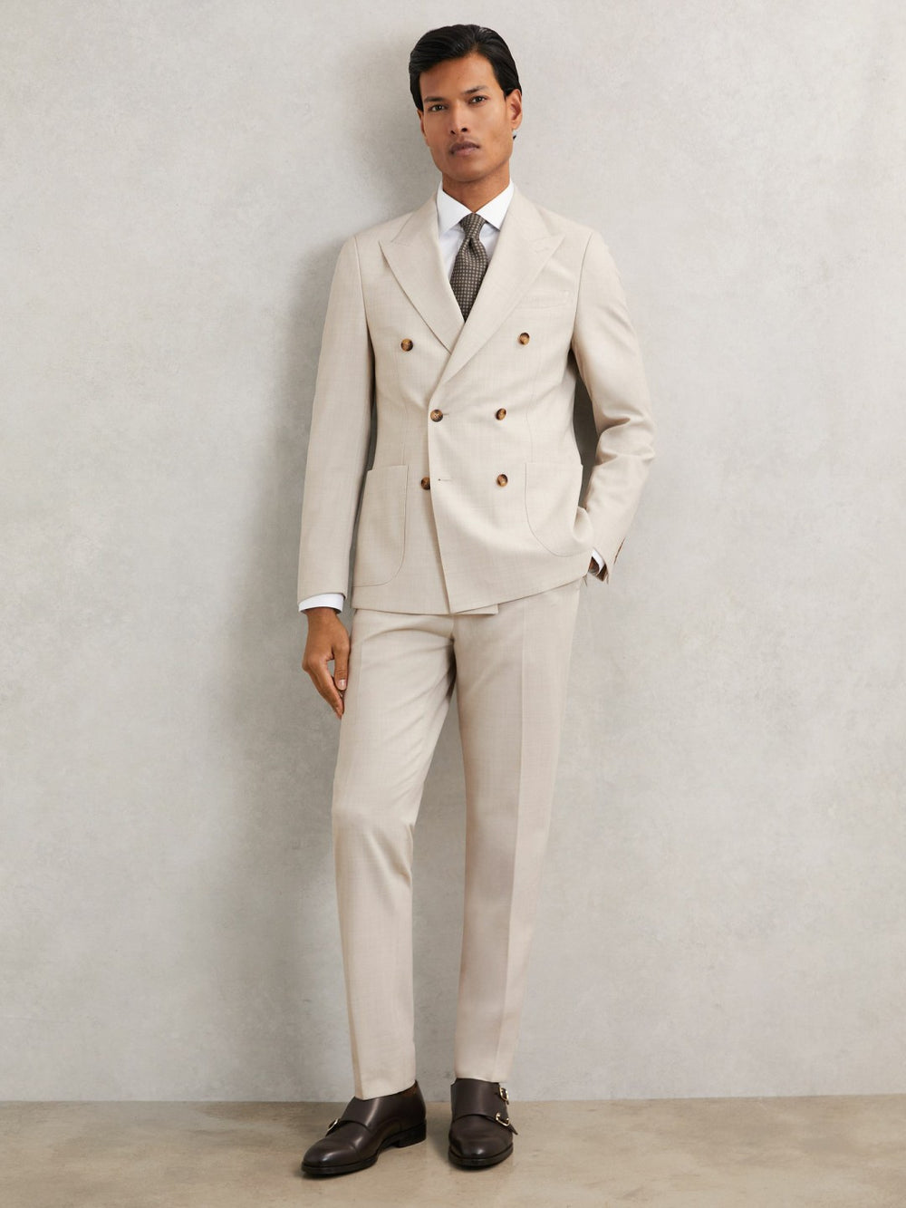 Slim-Fit Textured Suit Trousers With Wool Stone | Mens