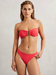 High Cut Bikini Bottoms Coral Red | Womens