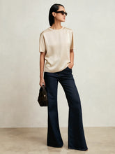 Silk Short-Sleeve Top Champagne Neutral | Womens