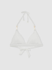 Triangle Halter Neck Bikini Top White | Womens