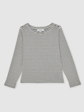 13-14 yrs Cotton Pointelle Long Sleeve Top Navy/White | Children