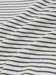 13-14 yrs Cotton Pointelle Long Sleeve Top Navy/White | Children