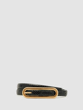 Leather Elongated-Buckle Skinny Belt Black | Womens