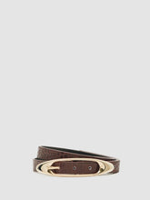 Croc-Effect Leather Oval-Buckle Belt Burgundy | Womens