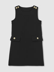 3-9 yrs Button-Detail Sleeveless Shift Dress Black | Children