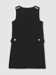 9-13 yrs Button-Detail Sleeveless Shift Dress Black | Children
