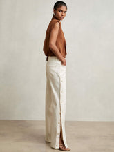 Petite Side Button Wide Leg Jeans Cream | Womens