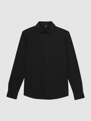 Cotton-Jersey Button-Through Shirt Black | Mens