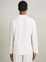 Plissé Cuban-Collar Long-Sleeve Shirt Off White | Mens