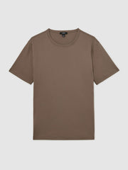 Airwater-Cotton Crew-Neck T-Shirt Taupe Brown | Mens