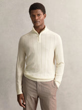 Merino Wool Wide-Rib Half-Zip Jumper Bianco | Mens