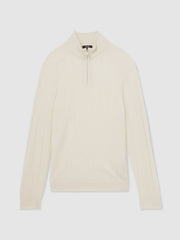 Merino Wool Wide-Rib Half-Zip Jumper Bianco | Mens