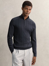 Merino Wool Wide-Rib Half-Zip Jumper Airforce Blue | Mens