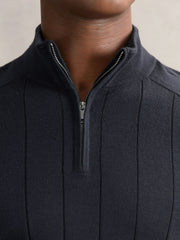 Merino Wool Wide-Rib Half-Zip Jumper Airforce Blue | Mens