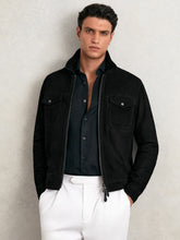 Suede Zip Through Jacket Black | Mens