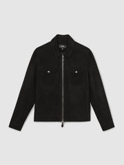 Suede Zip Through Jacket Black | Mens