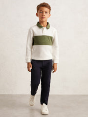 9-13 yrs Cotton Logo-Embroidery Rugby Polo Shirt Forset Green/White | Children