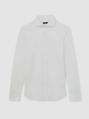 Cotton-Blend Jersey Cutaway-Collar Shirt White | Mens