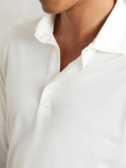 Cotton-Jersey Long Sleeve Polo Shirt White | Mens