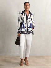 Scarf Print Colourblock Shirt Navy | Womens