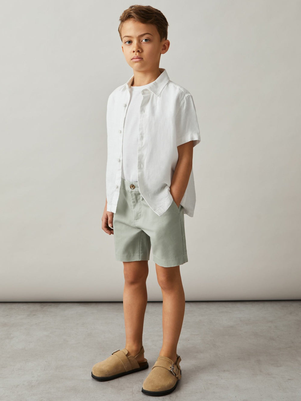 3-9 yrs Cotton Chino Shorts with Stretch Pistachio | Children
