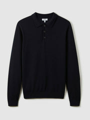 Merino Wool Polo Shirt Navy | Mens
