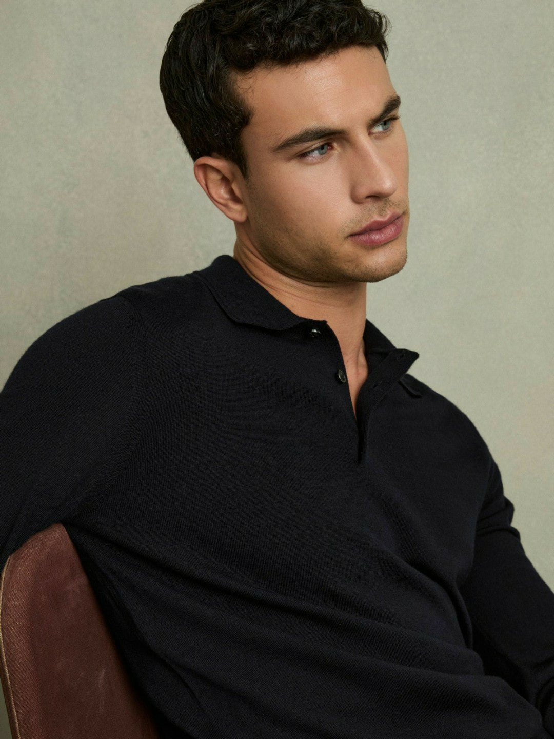 Merino Wool Polo Shirt Navy | Mens