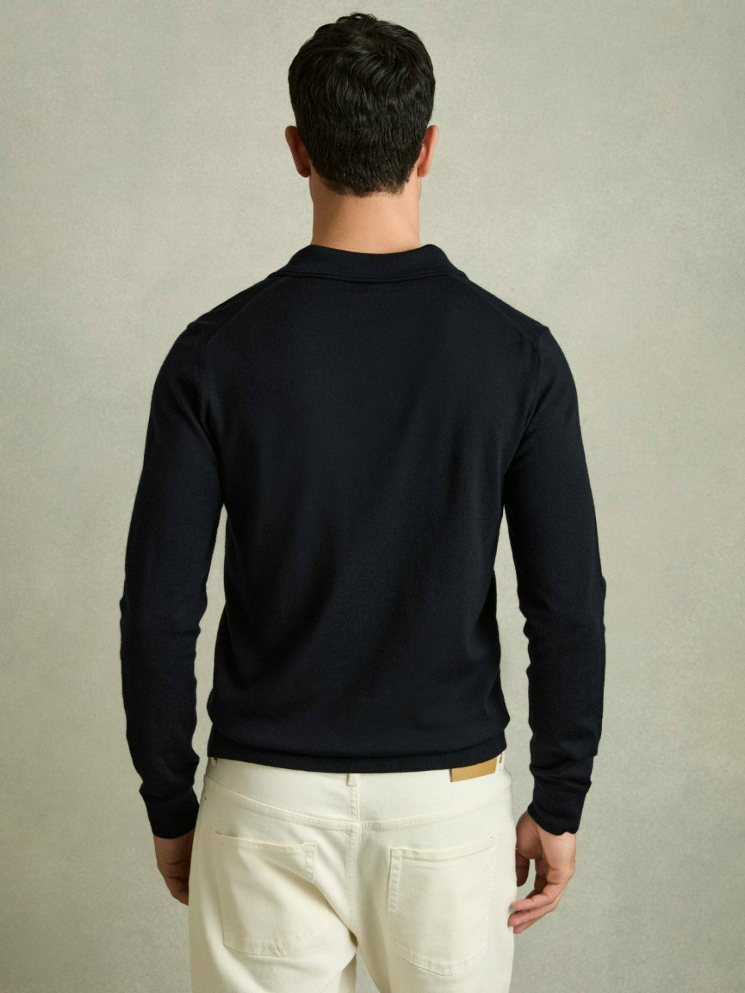 Merino Wool Polo Shirt Navy | Mens