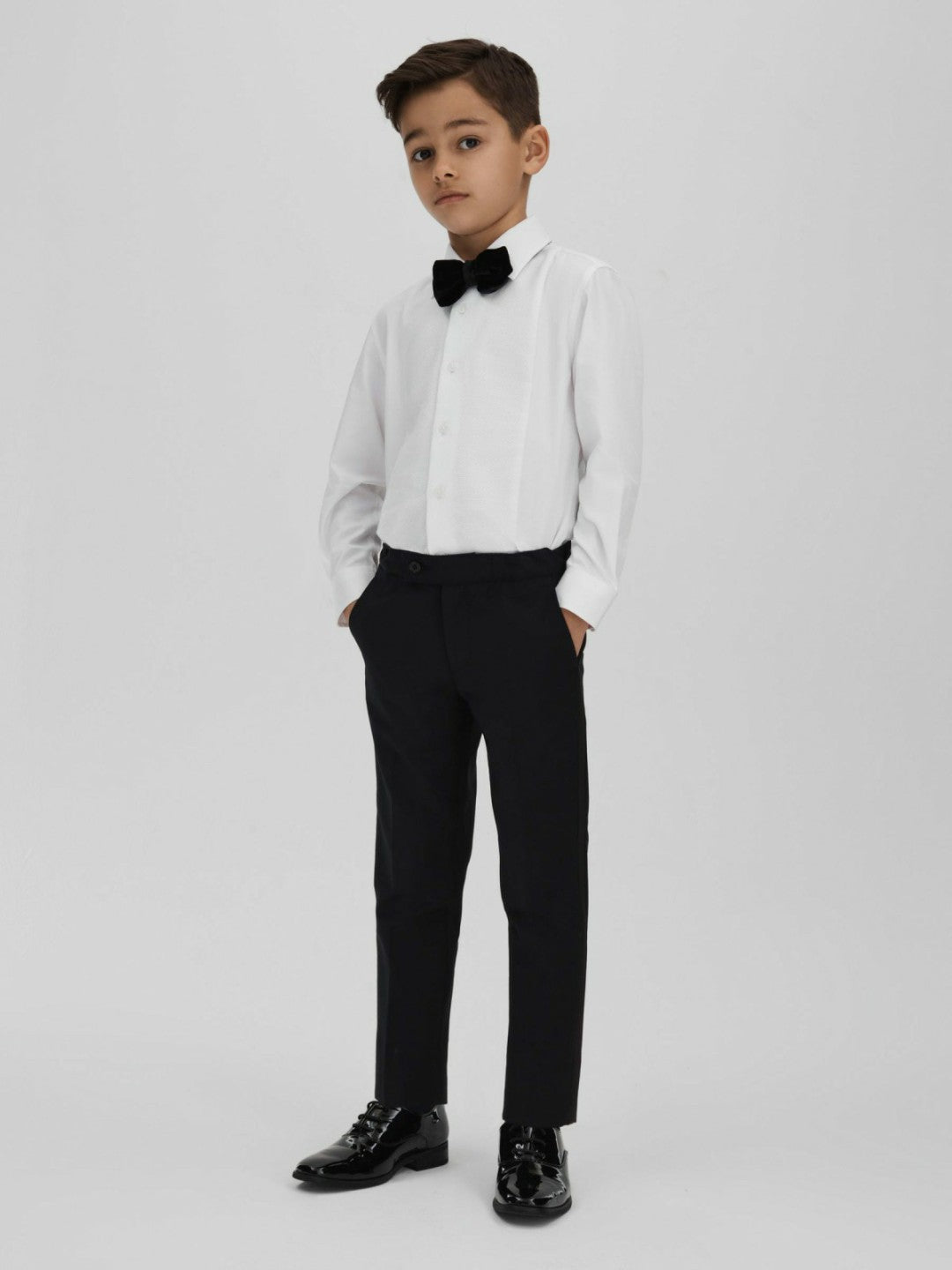 3-9 yrs Slim Fit Textured Bib Dinner Shirt White | Children